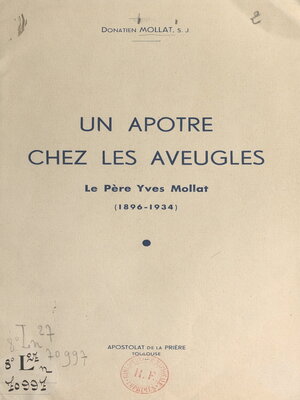 cover image of Un apôtre chez les aveugles